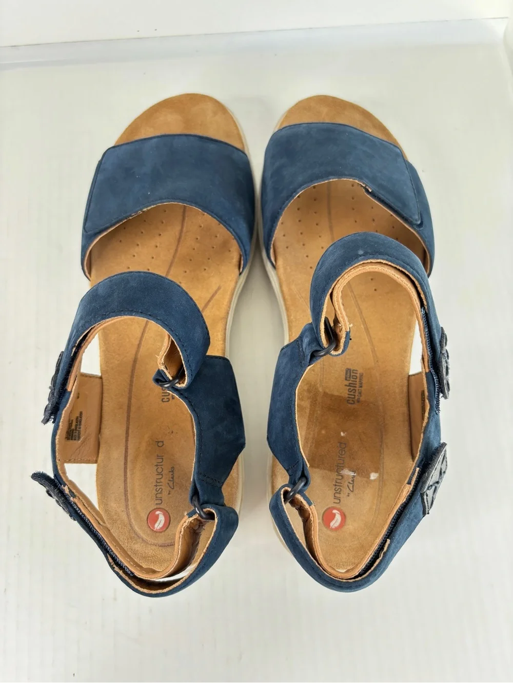 Clarks Un Karely Bay Slingback Comfort Sandals Sz 10 Ankle Strap Adjustable Navy